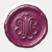 Faux Wax Seal Deep Impression Plum Ronde Sticker (Voorkant)