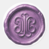Faux Wax Seal Deep Impression Purple 2 Ronde Sticker (Voorkant)