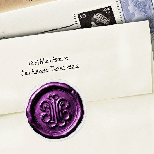 Faux Wax Seal Deep Impression Purple 4 Ronde Sticker