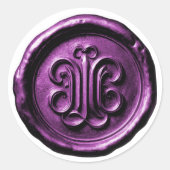 Faux Wax Seal Deep Impression Purple 4 Ronde Sticker (Voorkant)