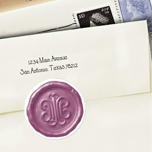Faux Wax Seal Deep Impression Purple Ronde Sticker