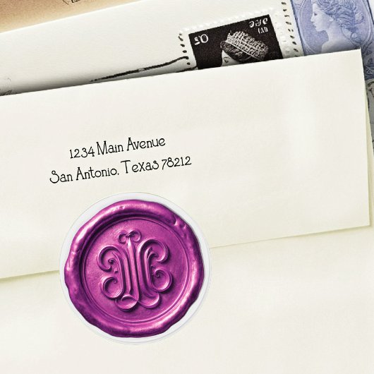 Faux Wax Seal Deep Impression Purple Ronde Sticker