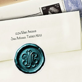 Faux Wax Seal Deep Impression Teal Blue 2 Ronde Sticker