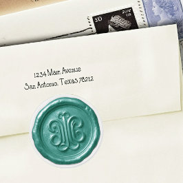 Faux Wax Seal Deep Impression Teal Blue  Ronde Sticker