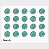 Faux Wax Seal Deep Impression Teal Blue  Ronde Sticker (Vel)