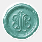 Faux Wax Seal Deep Impression Teal Blue  Ronde Sticker (Voorkant)