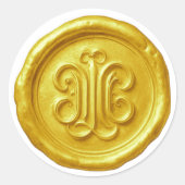 Faux Wax Seal Deep Impression Yellow Ronde Sticker (Voorkant)