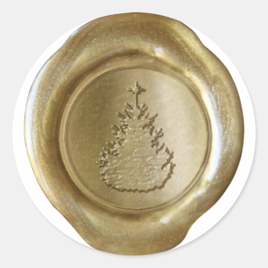 Faux Wax Seal - Gold - CHRISTMAS TREE Ronde Sticker (Voorkant)