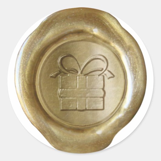 Faux Wax Seal - Gold - GIFT Ronde Sticker (Voorkant)