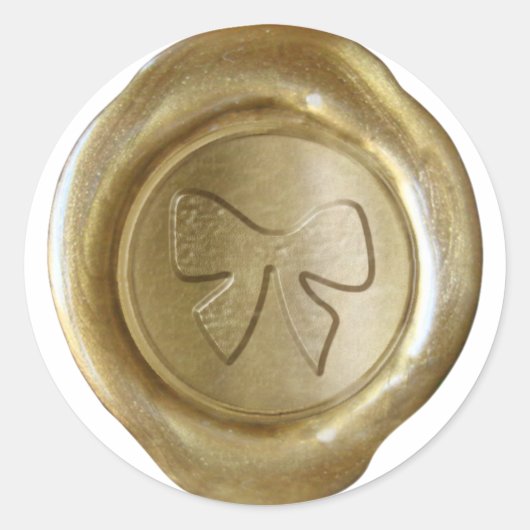 Faux Wax Seal - Goud - LINT BOW Ronde Sticker (Voorkant)