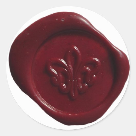 Faux Wax Seal in rood Ronde Sticker (Voorkant)