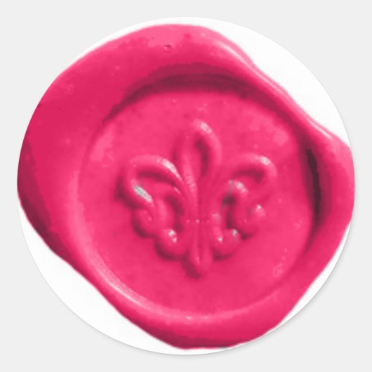 Faux Wax Seal in Roze Ronde Sticker (Voorkant)