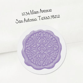 Faux Wax Seal, Lavender  Ronde Sticker