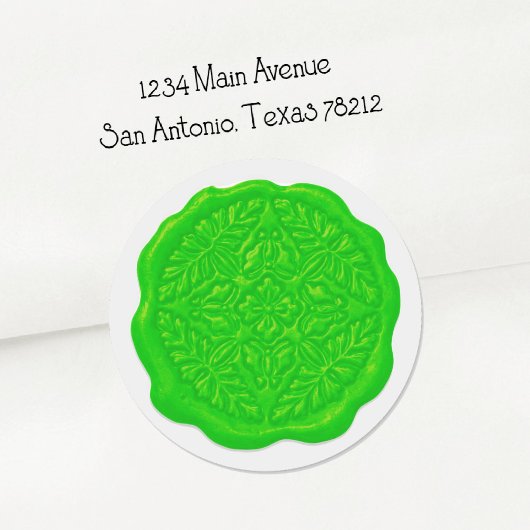 Faux Wax Seal, Lime Green Ronde Sticker