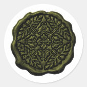 Faux Wax Seal, Olive Green Ronde Sticker (Voorkant)
