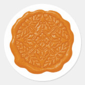 Faux Wax Seal, Orange Ronde Sticker (Voorkant)