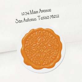 Faux Wax Seal, Orange Ronde Sticker