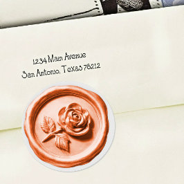 Faux Wax Seal Peach Rose 2 Deep Impression Ronde Sticker