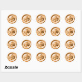 Faux Wax Seal Peach Rose 2 Deep Impression Ronde Sticker (Vel)