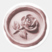 Faux Wax Seal Pink Rose 2 Deep Impression Ronde Sticker (Voorkant)