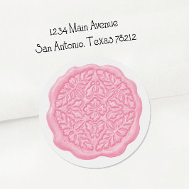 Faux Wax Seal, Pinky Pink Ronde Sticker