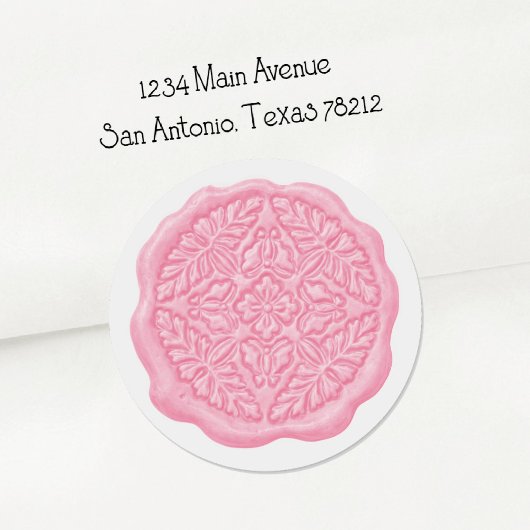 Faux Wax Seal, Pinky Pink Ronde Sticker