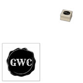 Faux Wax Seal Print Monogram Aangepast Rubberstempel (Gestempeld)