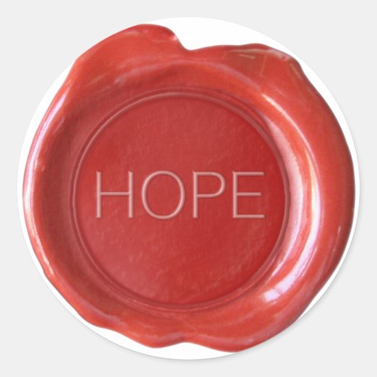 FAUX WAX SEAL - RED - HOPE RONDE STICKER (Voorkant)