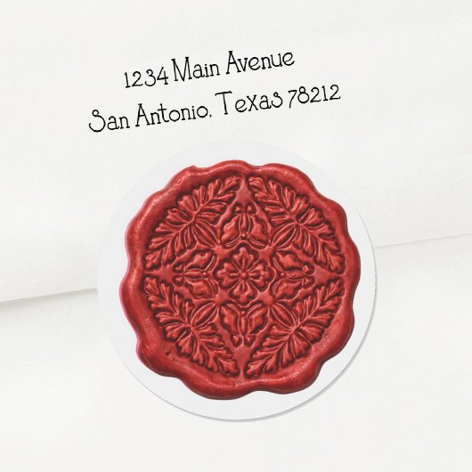 Faux Wax Seal, Red Ronde Sticker