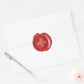 FAUX WAX SEAL - RED with WHITE CROSS Ronde Sticker (Envelop)