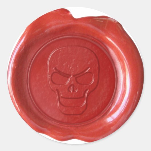 Faux Wax Seal - Rood - Schedel 01 Ronde Sticker (Voorkant)