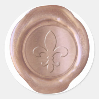 Faux Wax Seal - Roos Gold - Fleur De Lis Ronde Sticker