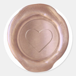 Faux Wax Seal - Roos Goud - Hart Ronde Sticker