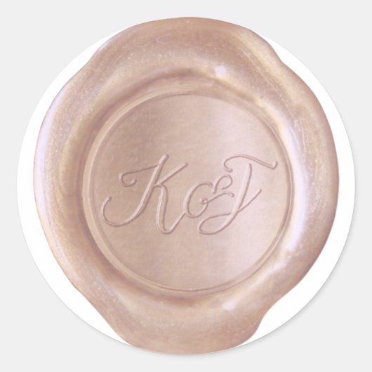 Faux Wax Seal - RoseGold - K&J_Custom Ronde Sticker (Voorkant)