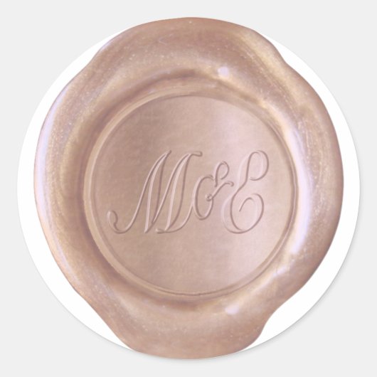 Faux Wax Seal - RoseGold - M&E_Custom Ronde Sticker (Voorkant)