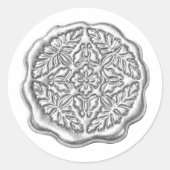 Faux Wax Seal, Silver Metallic Ronde Sticker (Voorkant)