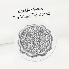 Faux Wax Seal, Silver Metallic Ronde Sticker