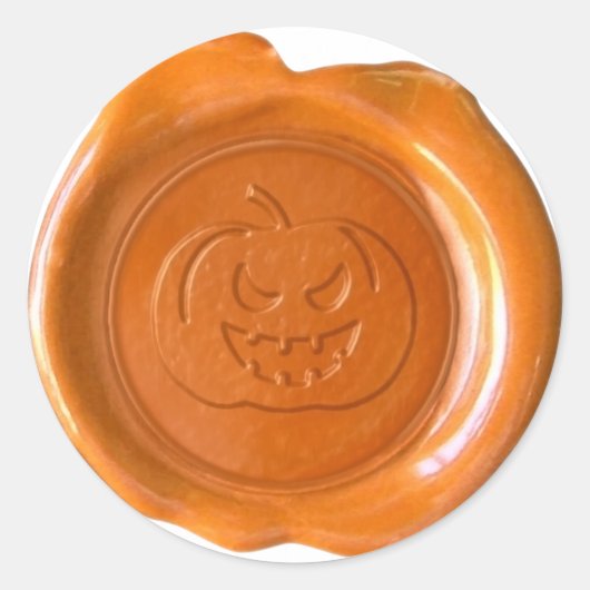 Faux Wax Seal - Sinaasappel - JACK-O-LANTERN 01 Ronde Sticker (Voorkant)