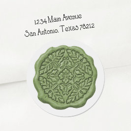Faux Wax Seal, Soft Green Ronde Sticker
