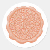 Faux Wax Seal, Soft Peach Ronde Sticker (Voorkant)