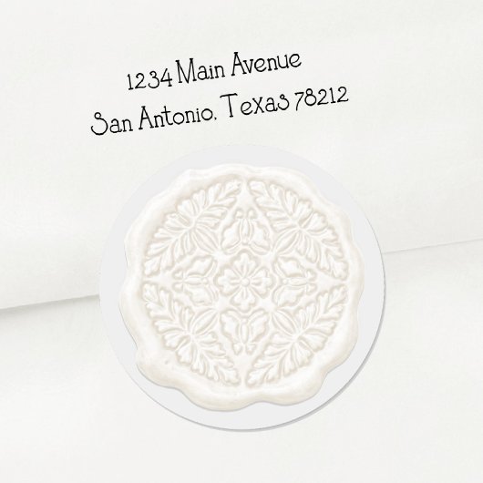 Faux Wax Seal, White Ronde Sticker