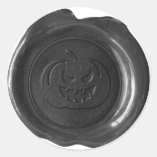 Faux Wax Seal - Zwart - JACK-O-LANTERN 01 Ronde Sticker