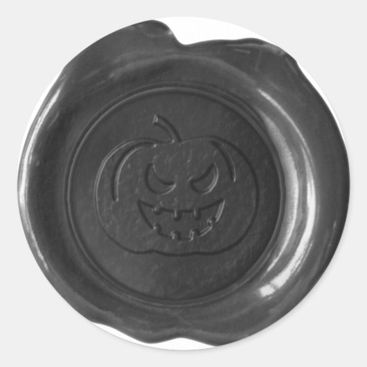 Faux Wax Seal - Zwart - JACK-O-LANTERN 01 Ronde Sticker (Voorkant)