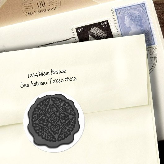 Faux Wax Seal, zwart Ronde Sticker