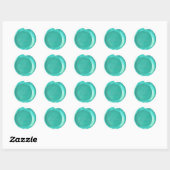 Faux Wax Seals - Blauw Blauwgroen Script - Liefde Ronde Sticker (Vel)