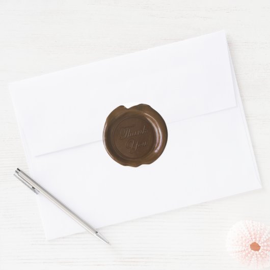 Faux Wax Seals - Dark Chocolate Script - Dank u Ronde Sticker (Envelop)