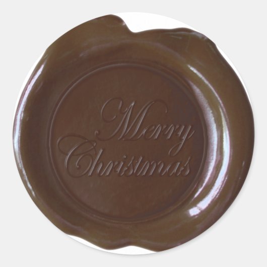 Faux Wax Seals - Dk Brown Script - Vrolijk kerstfe Ronde Sticker (Voorkant)