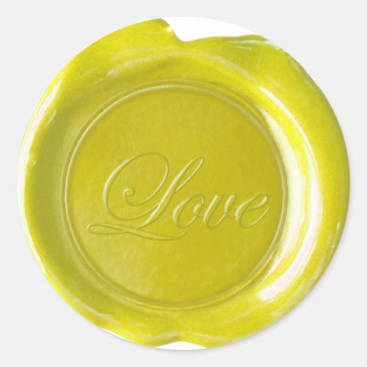 Faux Wax Seals - Geel script - Liefde Ronde Sticker (Voorkant)