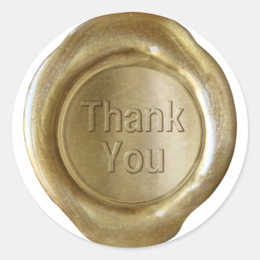 Faux Wax Seals - Goud - Vet - Dank u Ronde Sticker (Voorkant)