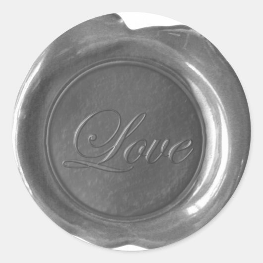 Faux Wax Seals - Houtskool Script - Liefde Ronde Sticker (Voorkant)